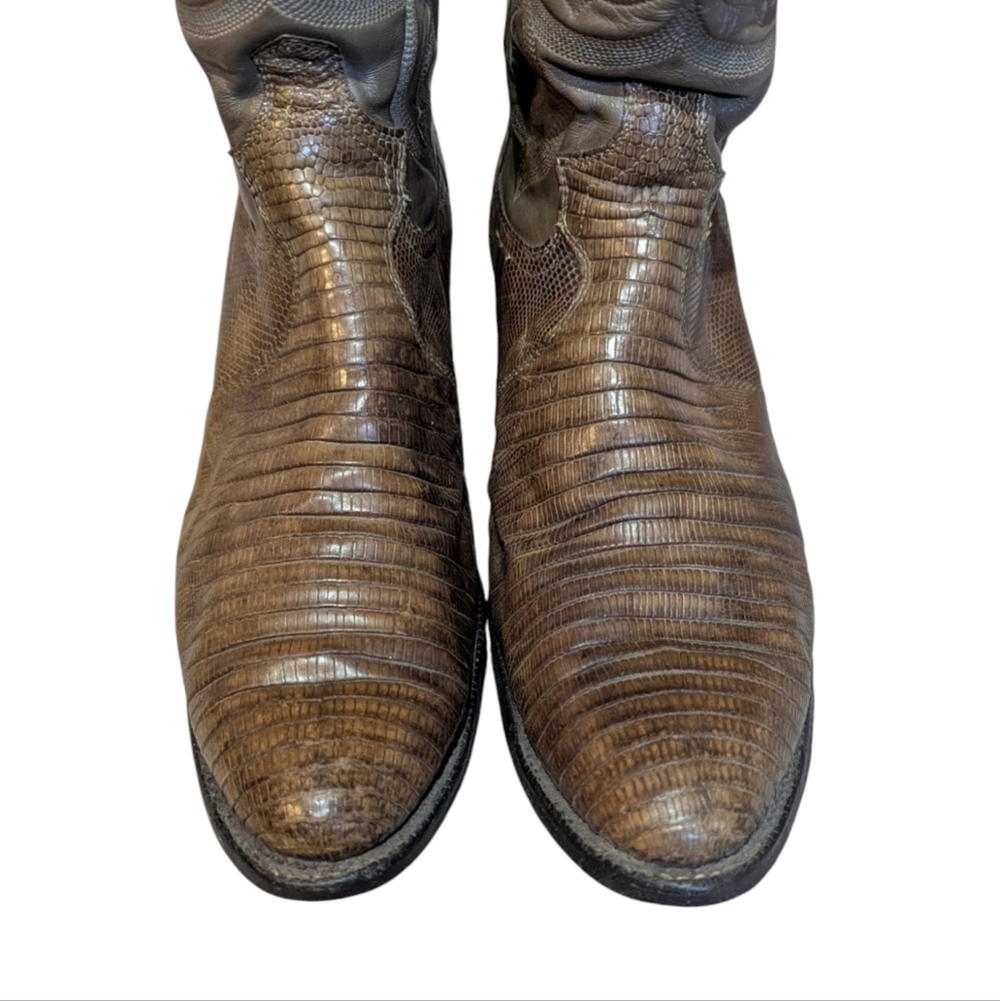 Justin Style 8493 Exotic Mink Iguana Lizard Western Style gray Cowboy Boots USA - Picture 7 of 10